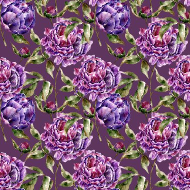 Çiçekler ile Seamless modeli. Suluboya resim.