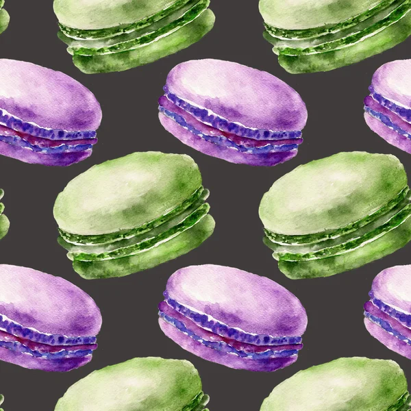 Seamless pattern with macaroons. Watercolor illustration — Stock Photo, Image