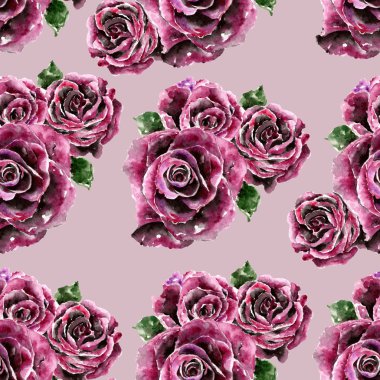 Çiçekler ile Seamless modeli. Suluboya resim.