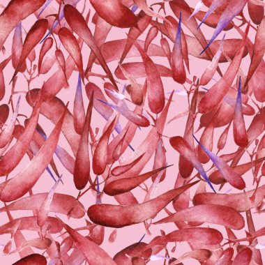 Sulak çiçekler ve bitkiler ile Seamless modeli. Suluboya resim.