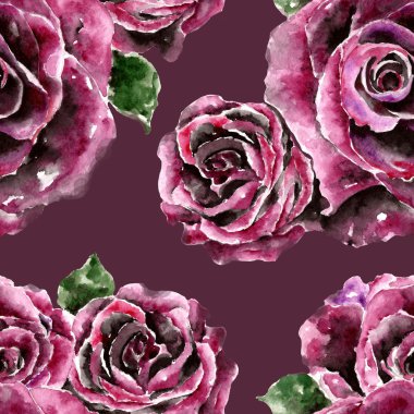 Çiçekler ile Seamless modeli. Suluboya resim.