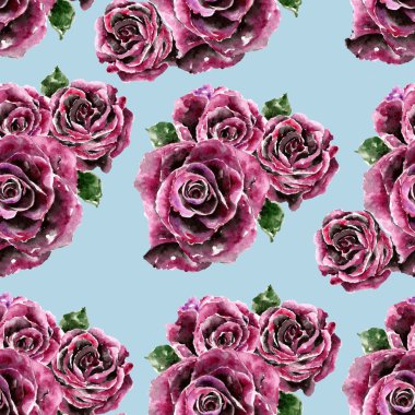 Çiçekler ile Seamless modeli. Suluboya resim.