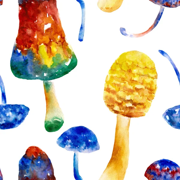 Bezešvé vzor s houbami. Akvarel ilustrace. — Stock fotografie