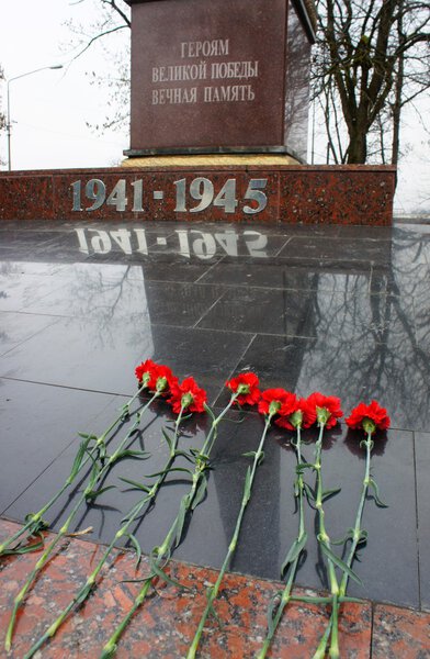 Цветы на памятнике
