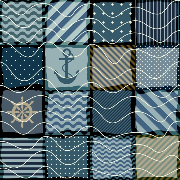 Quiltning design i nautisk stil — Stock vektor