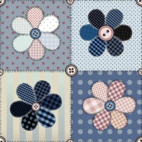 Patchwork con flores — Vector de stock