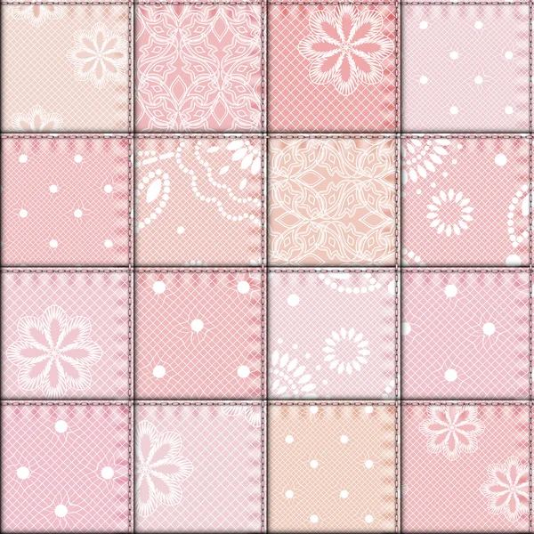 Patchwork of lace fabric — Stock Vector