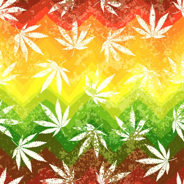 Rastafarianin kolorów wzór i grunge liści konopi. — Wektor stockowy