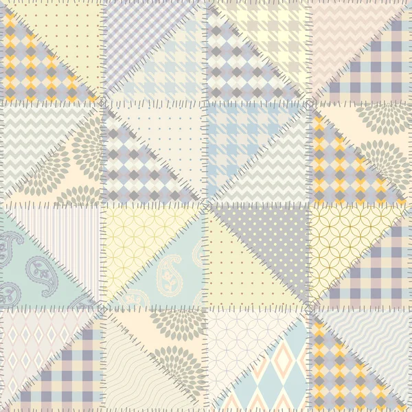 Patrón textil patchwork. Fondo de diseño de acolchado sin costuras. — Archivo Imágenes Vectoriales