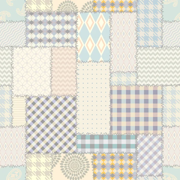 Patrón textil patchwork. Fondo de diseño de acolchado sin costuras. — Vector de stock