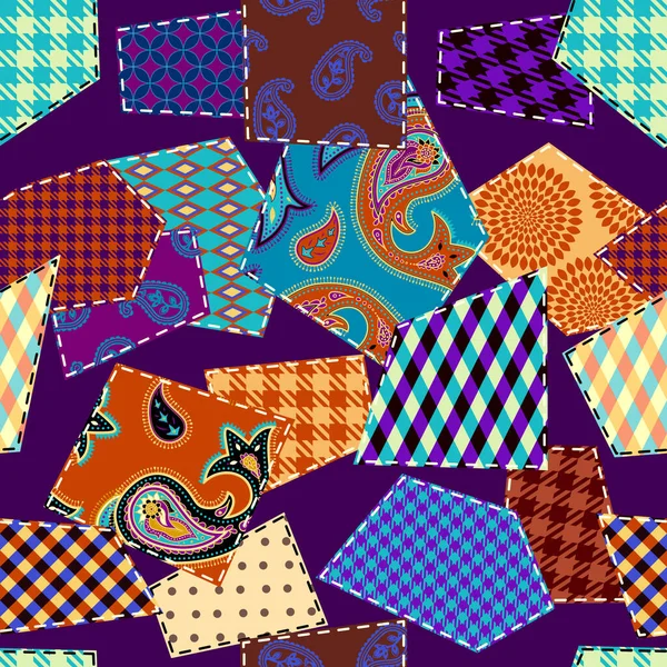 Patchworktextilmuster. Nahtlose Quilting-Design Hintergrund. — Stockvektor