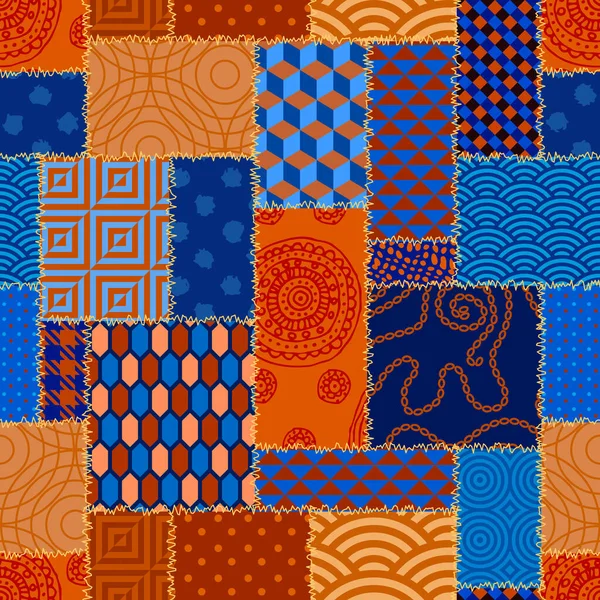 Patchwork padrão têxtil. Fundo de design de acolchoamento sem costura. —  Vetores de Stock