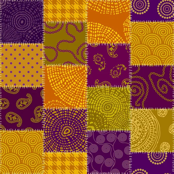 Patrón textil patchwork. Fondo de diseño de acolchado sin costuras. — Vector de stock