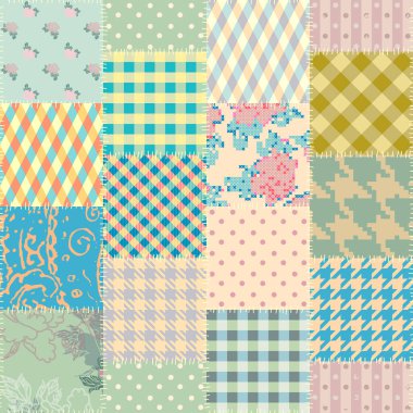 Yamalı tekstil deseni. Kusursuz yorgan dizayn arkaplanı.