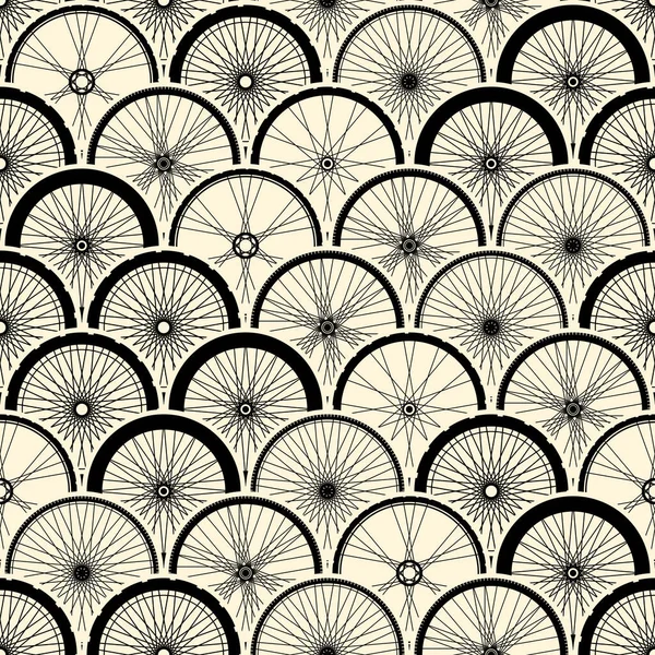 Seamless background pattern. Pattern from rows of bicycles. — Stock Vector