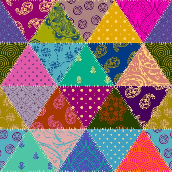 Patchworktextilmuster. Nahtlose Quilting-Design Hintergrund. — Stockvektor