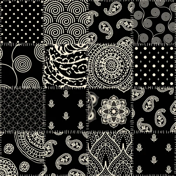 Patchwork textil minta. Zökkenőmentes steppelés tervezési háttér. — Stock Vector