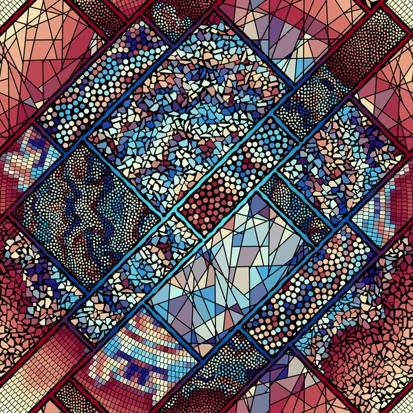 Motif d'art mosaïque vectoriel sans couture. Contexte artistique. — Image vectorielle