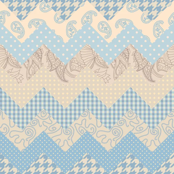 Patrón textil patchwork. Fondo de diseño de acolchado sin costuras. — Vector de stock