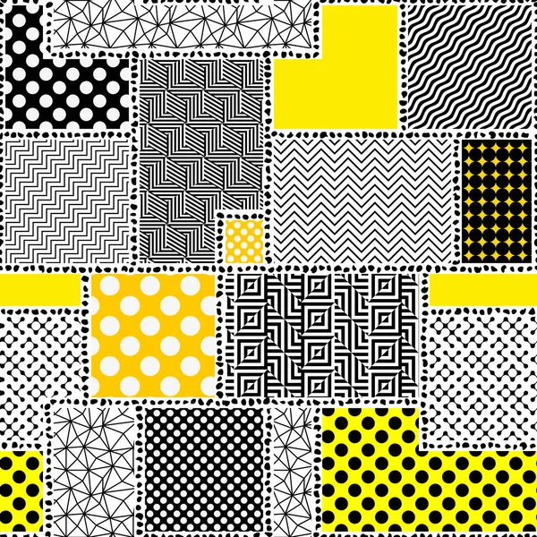 Geometric abstract pattern in patchwork style. Seamless vector — Stock Vector