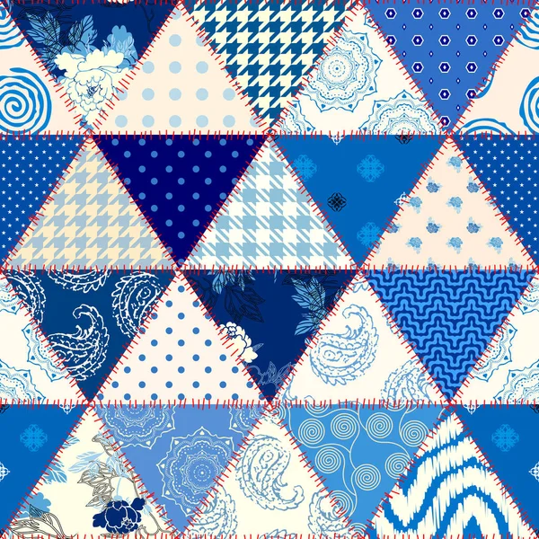 Patchwork padrão têxtil. Fundo de design de acolchoamento sem costura. —  Vetores de Stock