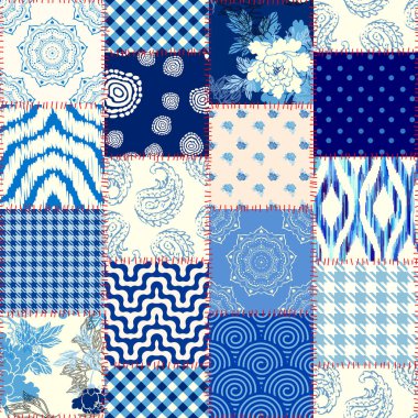 Yamalı tekstil deseni. Kusursuz yorgan dizayn arkaplanı.