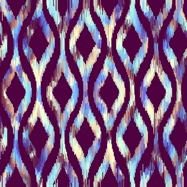 Padrão quadrado vetorial sem costura. Estilo ikat tribal abstrato. — Vetor de Stock