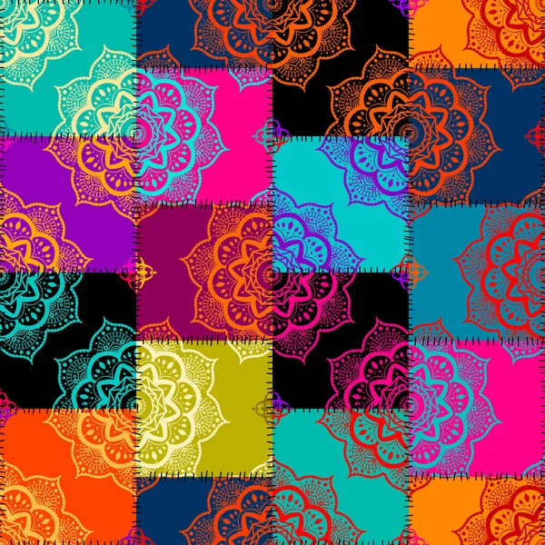 Patrón textil patchwork. Fondo de diseño de acolchado sin costuras. — Archivo Imágenes Vectoriales