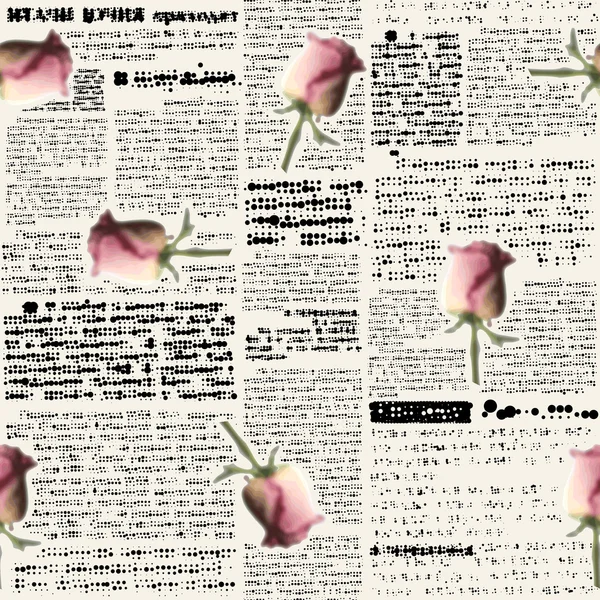 Newspaper with blur roses. — Stock Vector