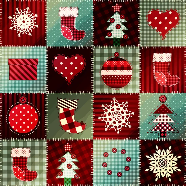 Cozy Christmas pattern in patchwork. — Stock Photo, Image