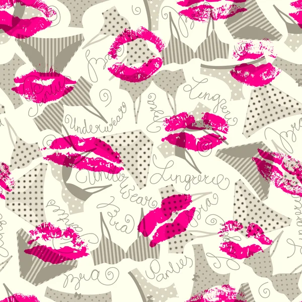 Underwear pattern with kisses. — Stock Vector