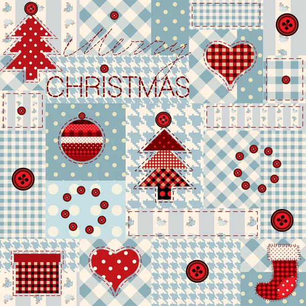 Christmas background in patchwork style. — Stock Vector