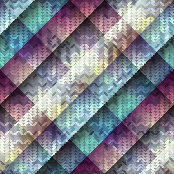 Strickmuster auf diagonalem geometrischem Hintergrund. — Stockvektor