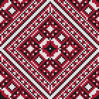 Geleneksel Slav siyah ve kırmızı dikiş.