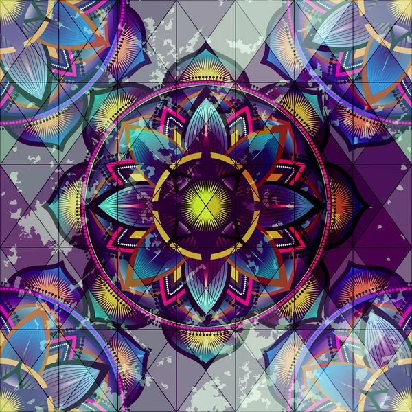 Ornement grunge de cercles mandala . — Image vectorielle