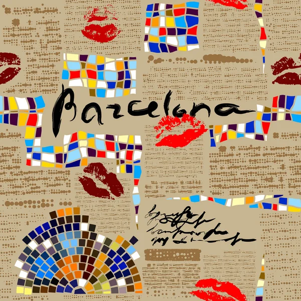 Imitation du journal Barcelone avec mosaïques . — Image vectorielle