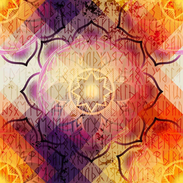 Mandala-Symbol nahtloses Muster — Stockvektor