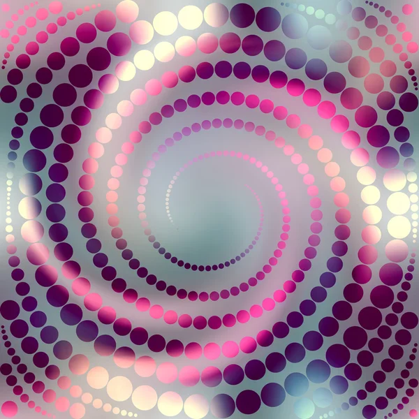 Brillante spirale di cerchi su sfondo sfocato . — Vettoriale Stock
