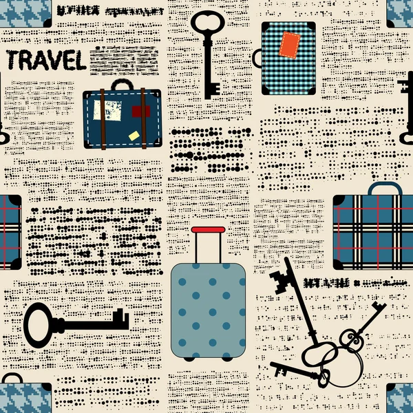Imitacja gazety z walizki i słowo podróż. — Wektor stockowy