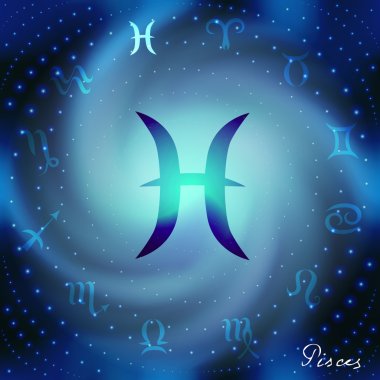 Space spiral with astrological Pisces symbol clipart