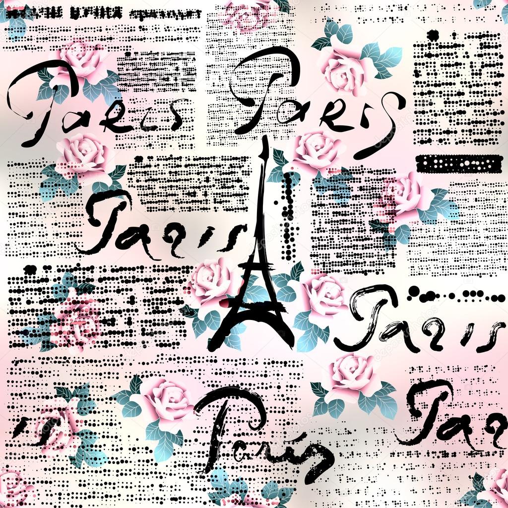 Newspaper Paris with roses.