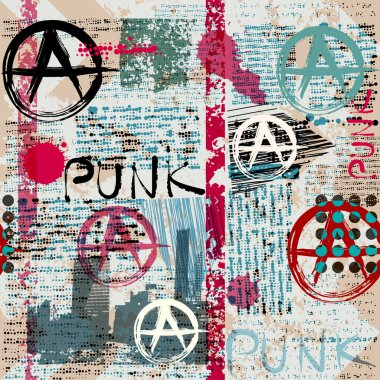 Grunge newspaper with word Punk. clipart