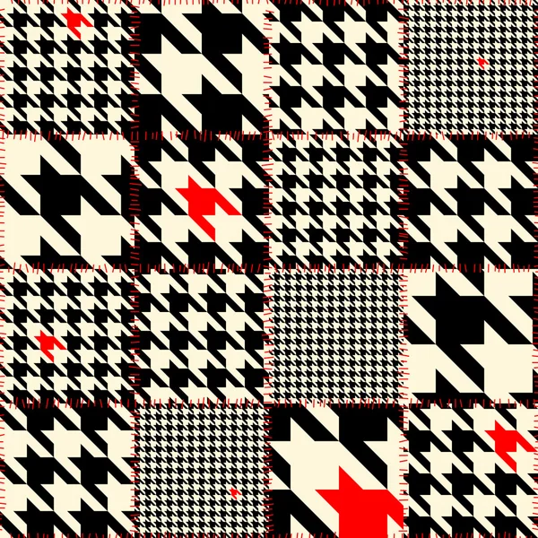 Houndstooth patchwork — Stok Vektör