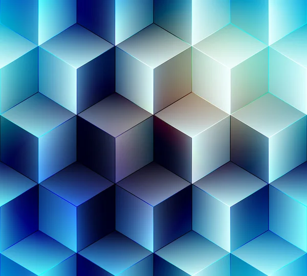 Μοτίβο γεωμετρικών κύβους σε φόντο μπλε lurred. — Διανυσματικό Αρχείο