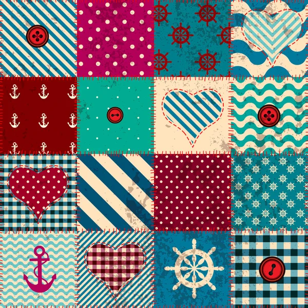 Patchwork en style nautique — Image vectorielle