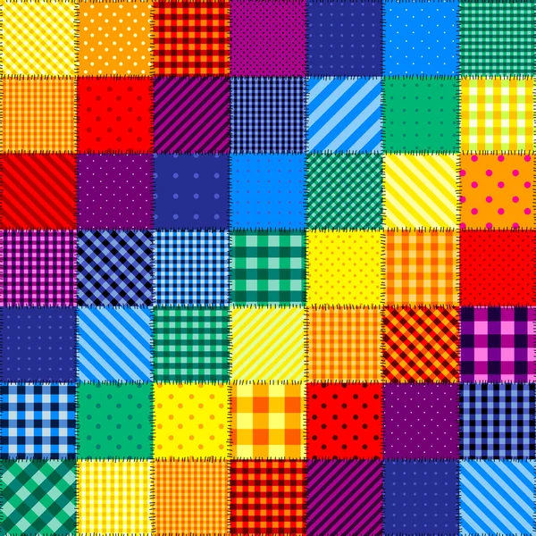 Patchwork-Muster in Regenbogenfarben. — Stockvektor