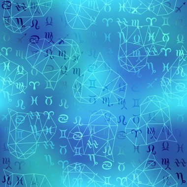 Zodiacs işareti ve kalpleri desen.