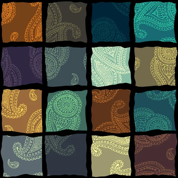 Paisley-Muster im Patchwork-Stil. — Stockvektor