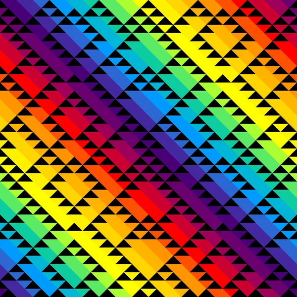 Zwarte driehoeken op regenboog achtergrond. — Stockvector