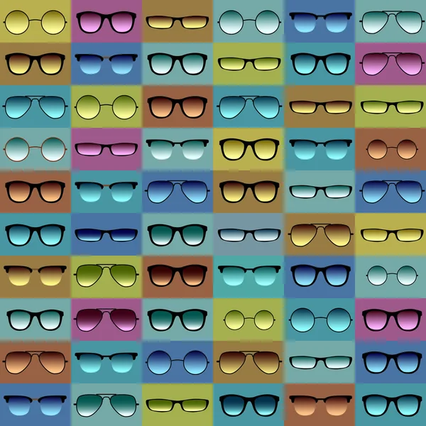 Glasses pattern on green and blue background. — Stock Vector